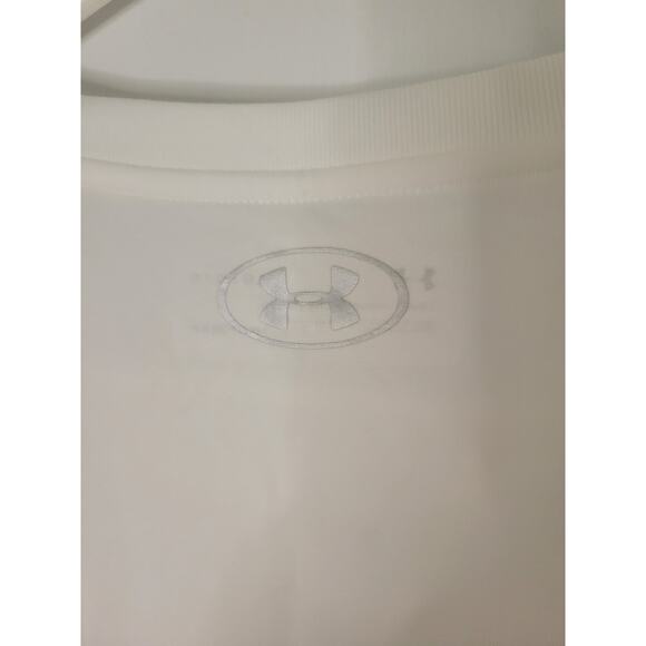 Under Armour Tech Script Women's White Pink Crew Short Sleeve Top Size L - Picture 6 of 6